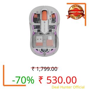 ZEBRONICS Sheer Plus Wireless Mouse, Dual Mode (2.4GHz + BT), Dual Bluetooth, Dual Dongle (USB A & USB C), Upto 3200 DPI, Silent Operation, RGB LED, 4 Buttons, for Mac | Laptop | Computer (White)