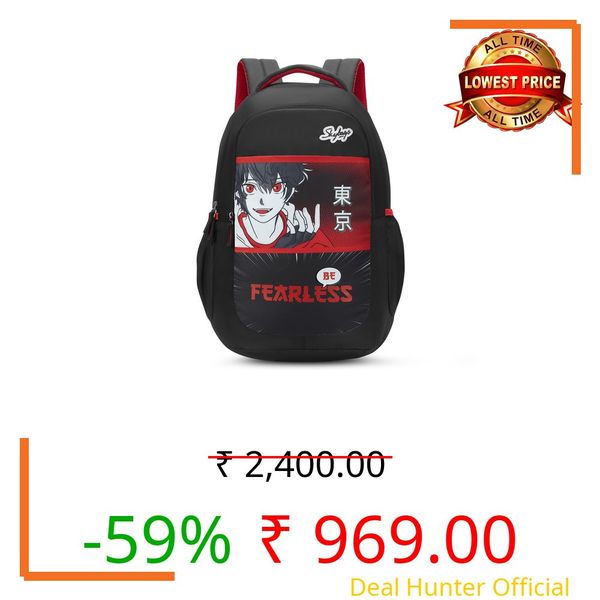 Skybags Kyro RC 03 Rebel Red Black 3 Compartment School Backpack