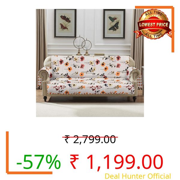 Amazon Basics Printed Quilted Reversible Sofa Topper | 3 Seater | 170Cm X 175Cm | 325 GSM | Color - Red, Polyester Blend