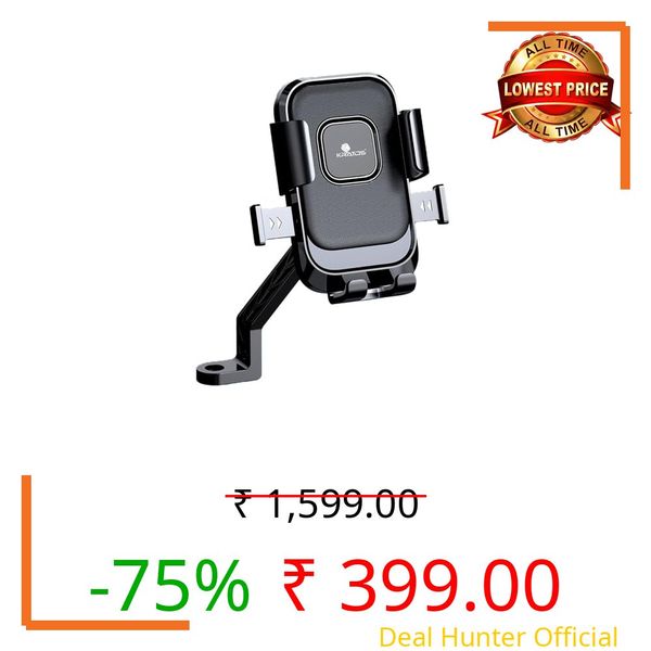 Kratos B2 Mirror Fit Mobile Holder for Scooty/Bike/Cycle with One Click Button Controlled Phone Mount, Mobile Holder for Bike 360° Rotation, Ideal for Maps and GPS Navigation, Secure Grip