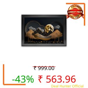 Dharvika Innovations Modern Art 3d Scenery Photo Frame, Black, Sparkle Coated Laminations, 14.5x20.5 Inch 21650