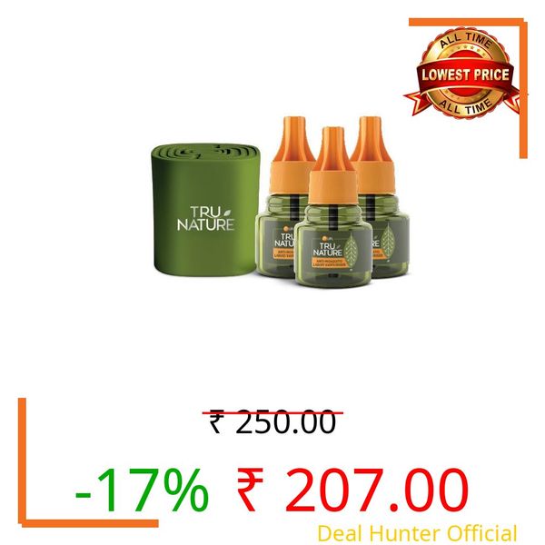 Tru Nature Herbal Mosquito Repellent Machine + 45ml x 3 Liquid Refill (45 ML) | Paediatrician Certified | Plant Based | Universal Refill