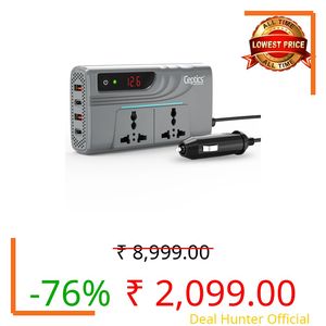 Ceptics 200W Car Power Inverter, Car Laptop Charger with 2 USB-A (3.1A Max) + 2 USB-C (PD 27W) Ports, 12V DC to 220V AC, SmartVoltage™ Technology, 2X Universal AC Outlet, 18 Months Warranty