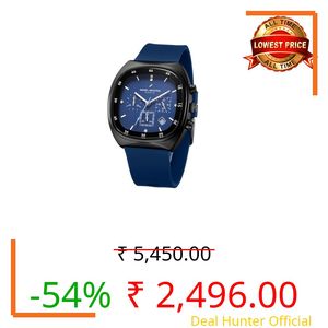 Daniel Hechter Paris Bercy Collection Modern Multi Functional Watch for Men with Square Dial and Silicon Band-DHM1001 (Blue)