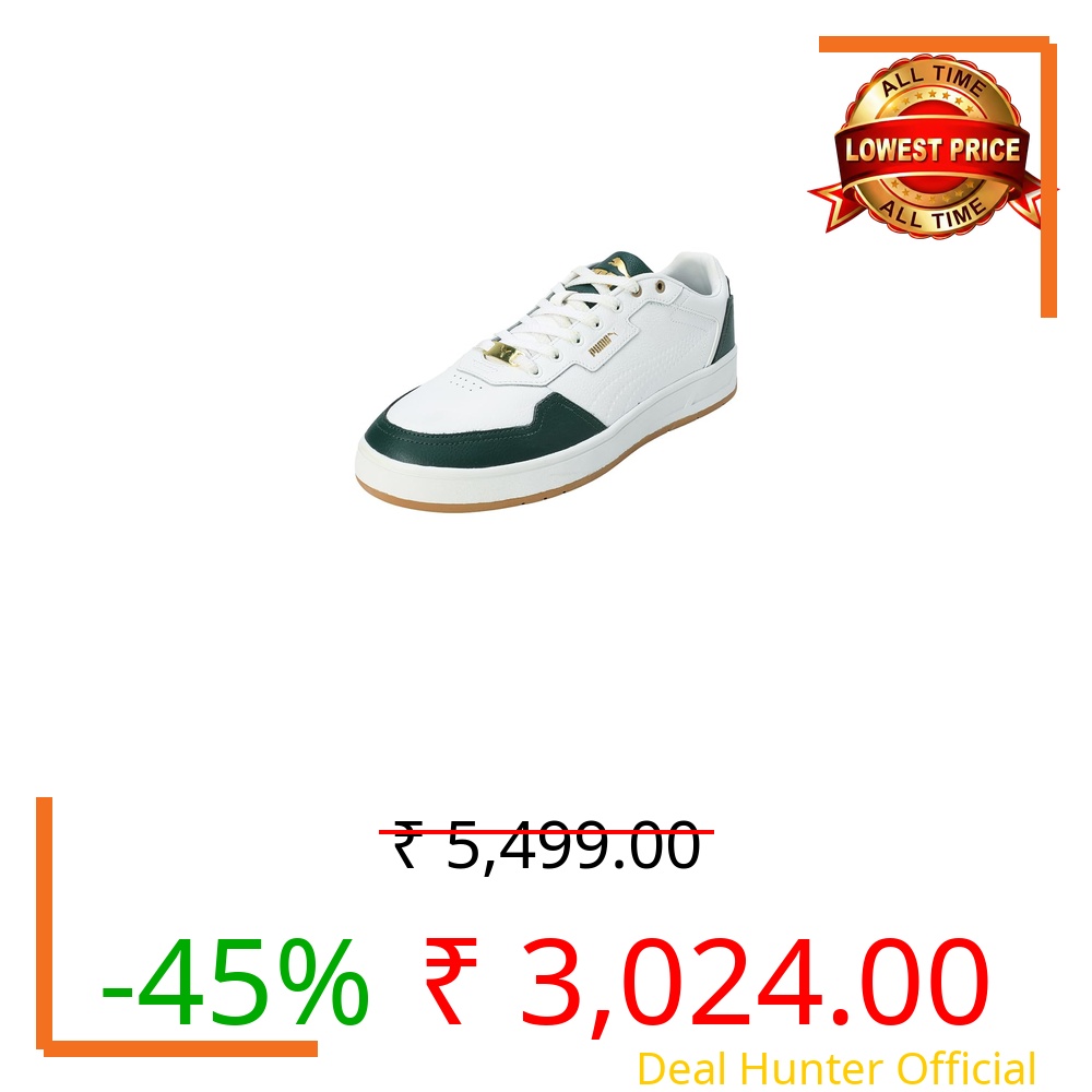 Puma Unisex-Adults, Court Classic Lux Res, White-Dark Myrtle-Gold Sneaker - 11UK(40470303)