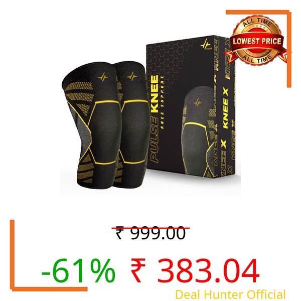 PulseITKneeX Support Sleeves For Men And Women | Inner Cotton Lining For Skin Comfort | 4-Way Stretch | Knee Caps For Women And Men | Ideal For Exercise, Running, Cycling, Pain relief (1 - Pair) (XL)