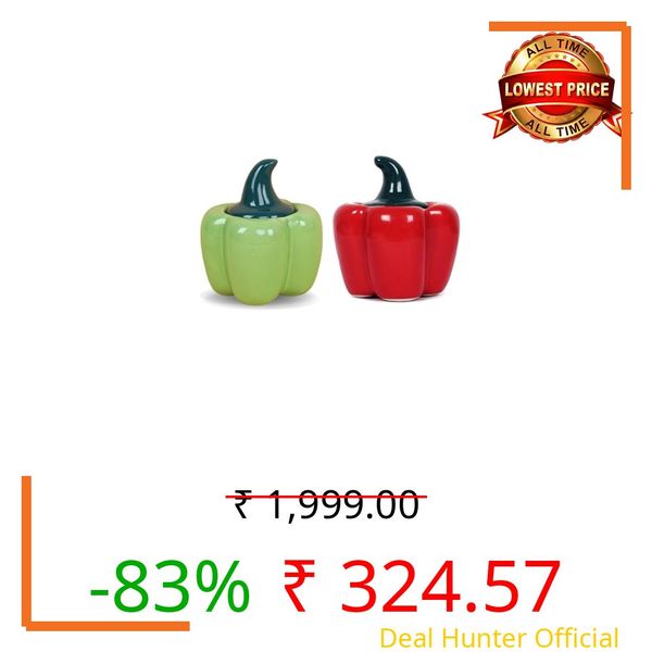 utensil master Ceramic Shimla Mirch Jar - Decorative Kitchen Storage Container | Handcrafted Spice Jar | Airtight Lid | Ideal for Storing Spices, Sugar or Dry Fruits (RED-GREEN)