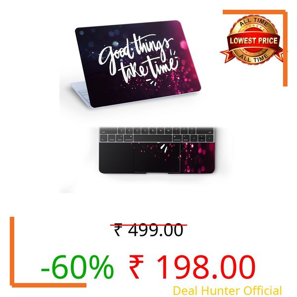 Galaxsia Good Things Top+Wrist Pad Vinyl Laptop Skin/Sticker/Cover for 17 to 17.3 Inches Laptops Laminated-Removable-HD Quality Compatible for Asus (16.5x11 Inches)