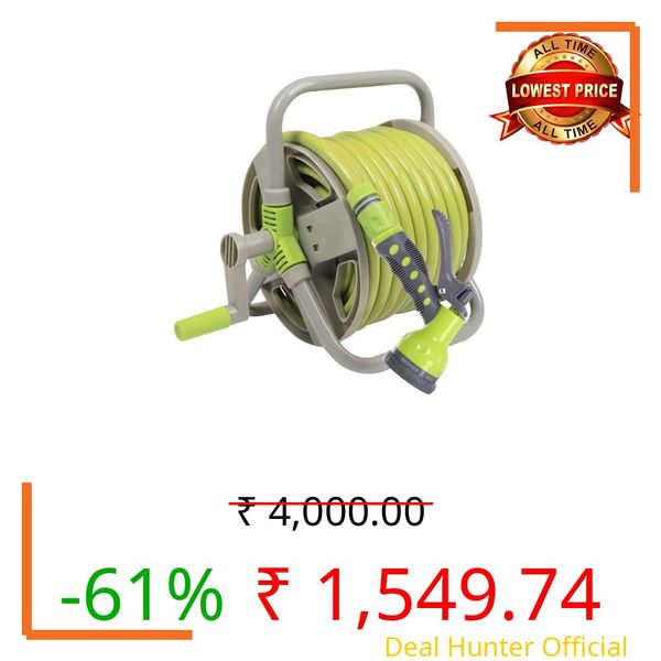 Neptune Simplify Farming Retractable Garden Hose Reel | Secure and Stable Hose Pipe 15 Meters | with 7-Patterns Spray Nozzle | Compact Design for Effortless Storage and Transport - Small