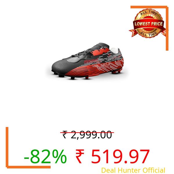 Cockatoo FS01 Adult Football Shoes, PVC Synthetic Leather Football Shoes for Men, Lightweight Comfort & Maximum Grip, Tested with No Cracks Upto 1Lakh Kicks, Red-Black, UK Size-11