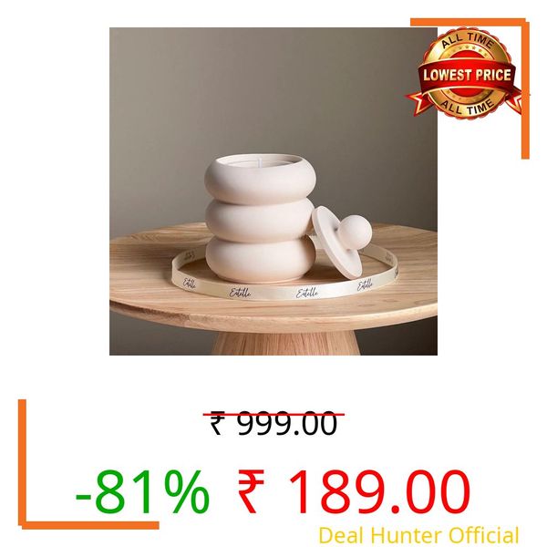 Kitty Cat® Aesthetic Soy Wax Scented Candles | Reusable Concrete Sea Shell Jars | Vanilla Aroma | 12+ Hours Burn Time | Perfect Home Decor for Bedroom, Office & Hostel (Round Stacked Jar Candle)