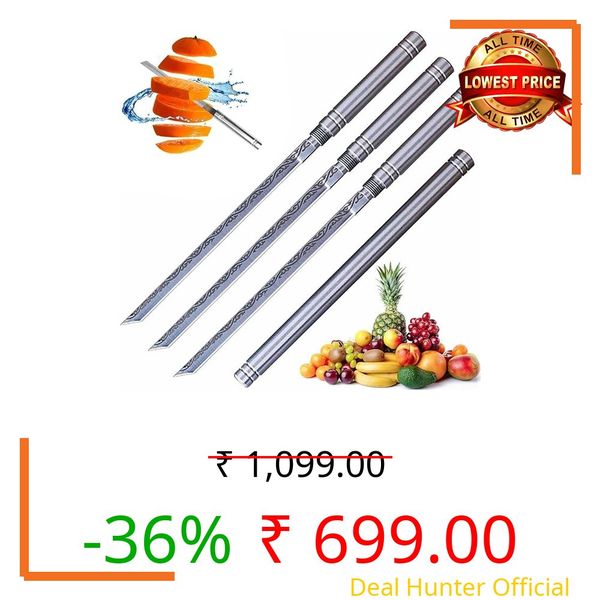 KIYUKAJ Portable Fruit Knife, Multipurpose Outdoor Mini Stainless Steel Stick Sharp and Durable for Camping, Picnic, Outdoor and Jungle Exploration (Silver Fruit Knife PACK OF -3)