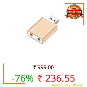 NEXSA External Headphone Adapter – USB to 3.5mm Audio Jack for PCs, Laptops, and More – Plug-and-Play Sound Card for Headsets and Microphones