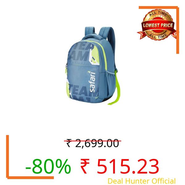 Safari Flip 32L Casual Printed Backpack, 2 compartments, Bottle holder, Front pocket, school bag for boys and girls, college bag, office bag, travel bag for men and women, Color- Marine