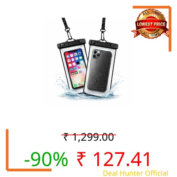 PulGos Pack of 2 Waterproof Phone Pouch (Black) | IPX8 Transparent Mobile Pouch with Lanyard | Secure Lock Clear Phone Cover for 𝐢𝐏𝐡𝐨𝐧𝐞 & 𝐀𝐧𝐝𝐫𝐨𝐢𝐝 | Swimming, Beach,Travel & Water Sports