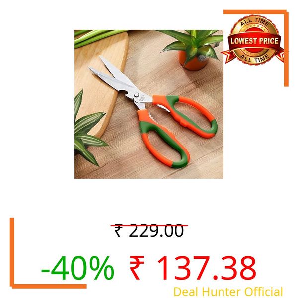 Cinagro Multipurpose Plant Scissors for Home Gardening, Sharp Steel Blades, Non-Slip Handle with Easy Grip, Rust-Resistant, Heavy-Duty, Ideal for Trimming, Cutting, Cracking Nuts & Bottle Opener