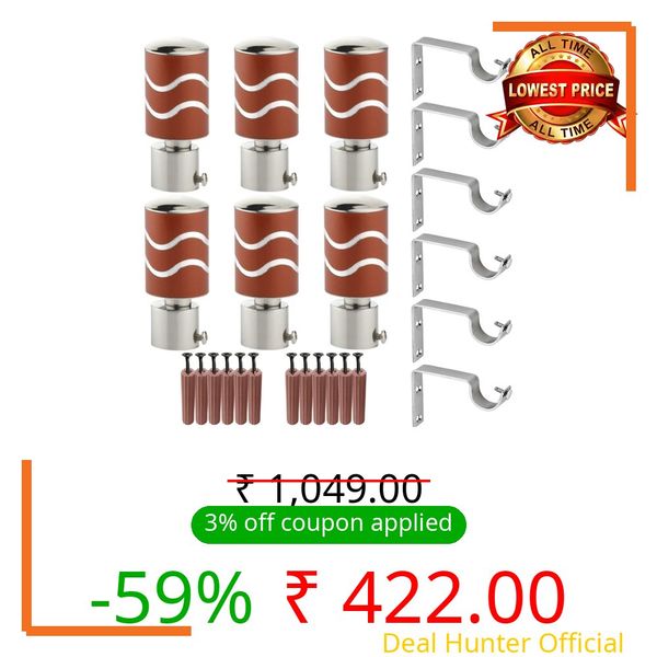 GRIVAN Stainless Steel Curtain Holder Set for Door Window Wall Suitable for 1 Inch Rod Curtain Bracket Support Knobs Accessories (Maroon, Pair of 3)