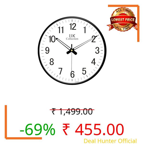 IIK Collection 12-Inch Plastic Designer Analogue Sweep Silent (No Tic-Tic Sound) Quartz Movement Round Wall Clock for Home, Wall Clock for Living Room, Bedroom, (30 Cm X 30 Cm X 6 Cm), Multicolor