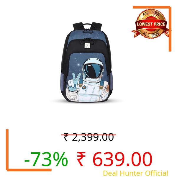 Gear Astronomer 15"/18L Small Water Resistant School Bag/Casual Backpack/Daypack/Travel Backpack/Kids Bag for Boys/Girls (Black-Grey)