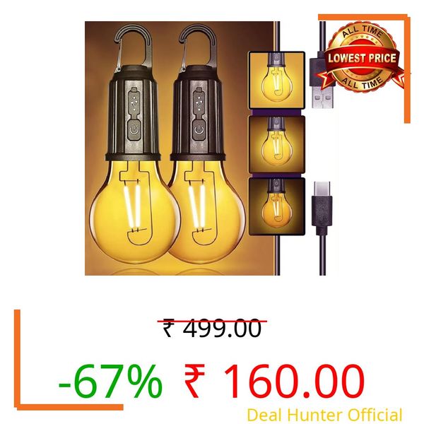 Daesyn Deal Rechargeable LED Camping Lantern – Waterproof Hanging Tent Light with USB Charging & 3 Light Modes for Hiking, Emergency, Camping & Car Repair (Pack of 1)