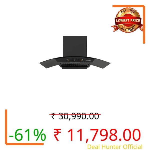 Faber 90 cm 1200 m³/hr Autoclean Curved Chimney| Black Filterless with Oil Collector |8 Yrs Motor & 2Yrs Comprehensive Warranty by Faber | Touch & Gesture Control | Hood Venice IN HC SC FL BK 90