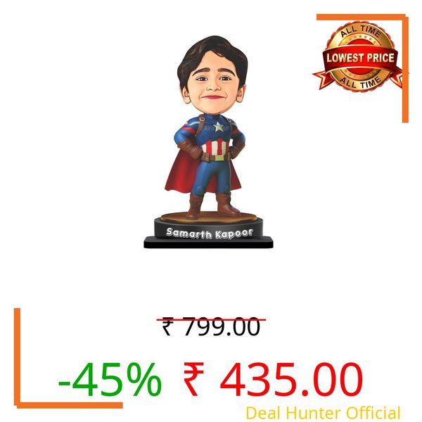 AVATAAR STUDIO Personalized Gift for Kids, Friends Character Caricature Photo Frame Unique Design Customized Gift for Children, Return Gift Idea (CAPTAIN AMERICA, 7 INCHES)