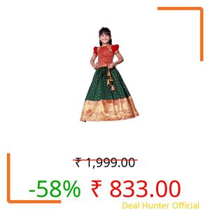 White Button Girl's pattu pavadai readymade Lehenga choli for girls dress