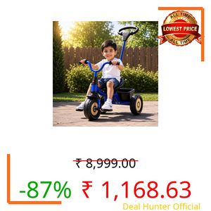 Lifelong Kids Tricycle for Boys & Girls (2-5 Years) | Baby Cycle with Parental Control Handle | Anti-Skid EVA Wheels | Front & Rear Storage Baskets | BIS Certified | 30 kg Load Capacity