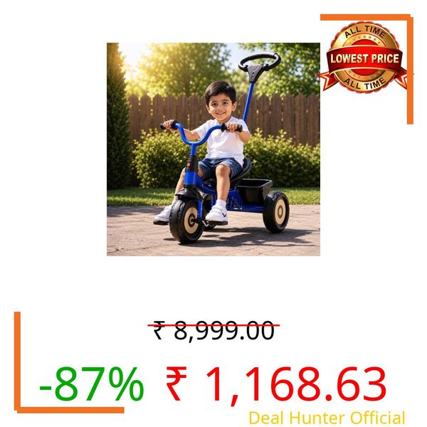 Lifelong Kids Tricycle for Boys & Girls (2-5 Years) | Baby Cycle with Parental Control Handle | Anti-Skid EVA Wheels | Front & Rear Storage Baskets | BIS Certified | 30 kg Load Capacity