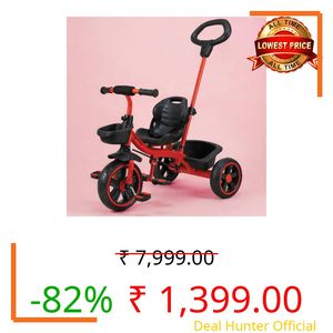 Lifelong Trike Cycle for Kids 2-5 Years Boys & Girl - Baby Cycle - Bicycle for Kids - Bike with 3 EVA Wheels & Basket -Durable Tricycle with Parental Control 30kg Capacity Red & Black