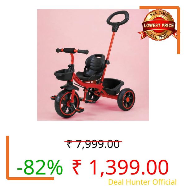 Lifelong Trike Cycle for Kids 2-5 Years Boys & Girl - Baby Cycle - Bicycle for Kids - Bike with 3 EVA Wheels & Basket -Durable Tricycle with Parental Control 30kg Capacity Red & Black