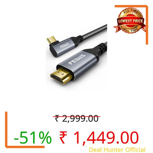 FEDUS HDMI to Type C Cable 2M, USB Type C to HDMI Cable Converter, 4K@60Hz HDMI Adaptor for Monitor Home Office and MAC Thunderbolt 3/4 Compatible for Laptop, Mobile, iPad Pro, MacBook, Chromebook, TV