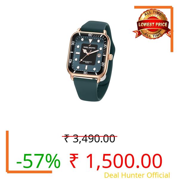 Daniel Hechter Paris Montmartre Collection Square Dial Watch for Men with Stylish Silicone Strap, Water Resistant & Quartz Movement-DHM1011