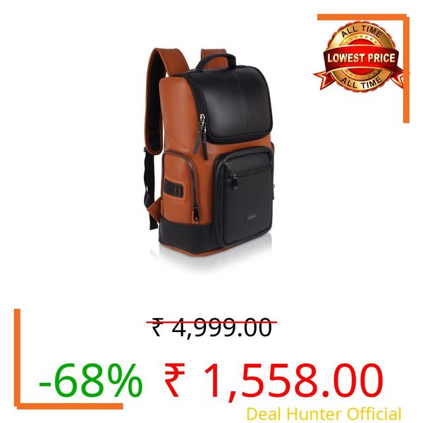 B'CODE Daypack BACKPACK 26 Liters Water Resistant & Top-Open | Padded | Premium Microfibre Laptop Backpack with Trolley Sleeve | for Men and Women-BLACK/BROWN
