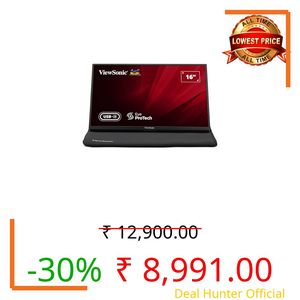 ViewSonic VA1650-1N 16-inch (39.62cm) Portable Full HD 1920x1080 Monitor | SuperClear IPS Panel | USB-C & Mini HDMI | Ultra-Slim Lightweight Design | Built-in Stand | Eye ProTech