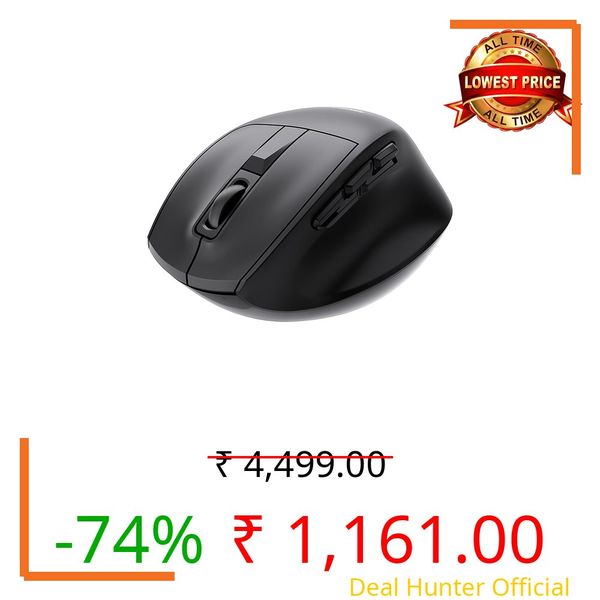 Amazon Basics Pro Series 2.4G + Bluetooth + USB Triple Mode Wireless Ergonomic Mouse | 9 Buttons | Adjustable DPI (800–2400) | 500mAh Battery | Type-C Charging | Black