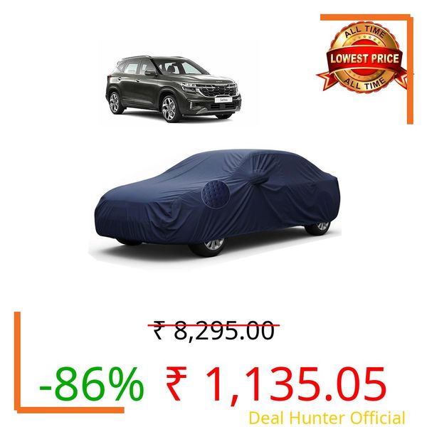 Sulfar 100% Waterproof Car Body Cover Compatible with Mirror for Kia Seltos (Triple Stitched, Full Bottom Elastic, Blue-TB)