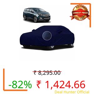 Sulfar 100% Waterproof Car Body Cover Compatible with Mirror for Mahindra Marazzo (Triple Stitched, Full Bottom Elastic, Blue-TB)