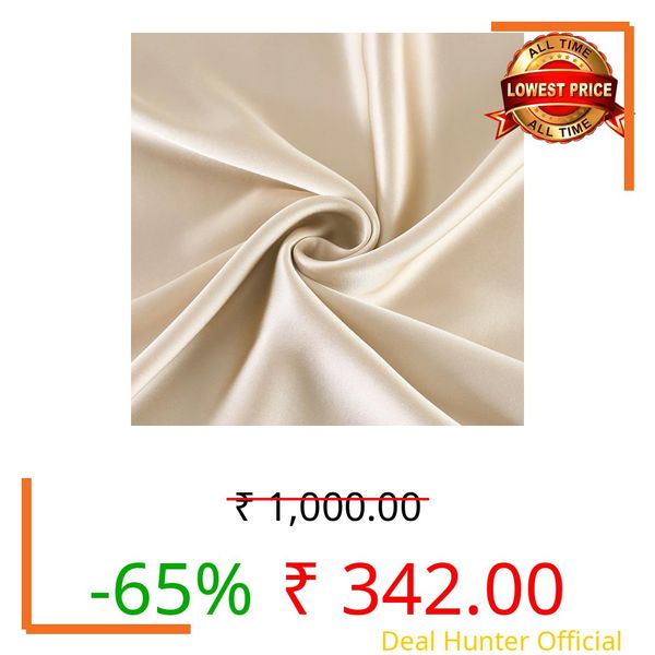 Filloxy Plain Silky Shine Satin Fabric Material for Fashion Design Stitching Multiple Use Includes Dress, Pillow Cover, Designer Cloths, Home Decor Material - 44" Hight (CREAME, 3 Meter)