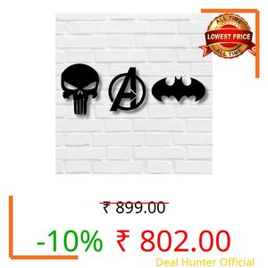 TWIGGY Superhero 6mm MDF Wooden Wall Decor Set for Home, Office, or Gaming Room, Gift, Anime (pack of 3 | The Batman,Punisher,Avengers)