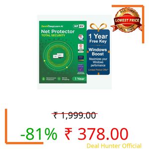 Net Protector Antivirus - Total Security 2026 | Windows PC/Laptop |1 PC -1 Year with ZeroVDeepLearn Ai | + 1 Year Windows Boost for PC/Laptop (Email Delivery in 1 Hour - No CD)