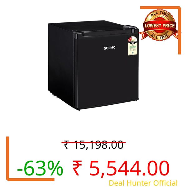 Amazon Brand - Solimo Mini Fridge with Direct Cooling Technology | Ideal for Home, Office, Dorm Room | Personal Minibar | Compact Size | Black (45 Liters)