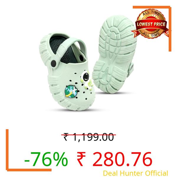 Kids Clogs Shoes for Baby Boys Girls Soft Comfortable Non-Slip Summer Sandals | Toddler Flip-Flop Slip On Indoor & Outdoor Jibbex Clog Slides (Green, 2-2.5yrs)
