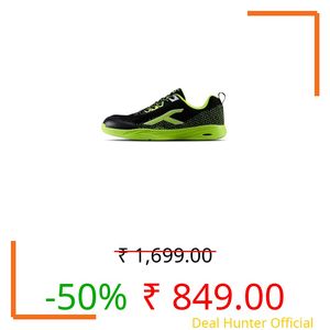 Hundred Court Flyer Non-Marking Badminton Shoes | Indoor Court Shoes for Badminton & Indoor Sports | Lightweight, Breathable, Cushioned, Durable & Comfortable - Black/Lime