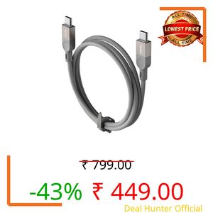 Noise Power Series 100W Super Fast Charging USB C to USB C Cable | 50x More Durable| 1M/ 3.3Ft | 5A PD charge | 480 Mbps Transfer Speed| Braided cable for iPhones, Android, MacBooks, Tablets (Grey)