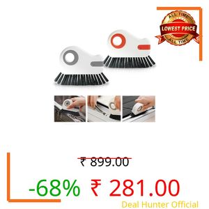 2 in 1 Groove Cleaning Brush – Window Track & Grout Cleaning Tool | Hard Bristle Crevice Cleaning Brush for Sliding Door Tracks, Window Sills & Seals (Pack of 2)
