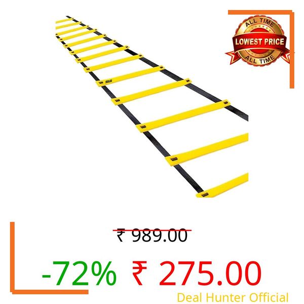SLG Agility Training Ladder 4 Meter with Adjustable Rungs – Fluorescent Yellow Speed Ladder for Football, Cricket, Fitness, Footwork & Speed Training