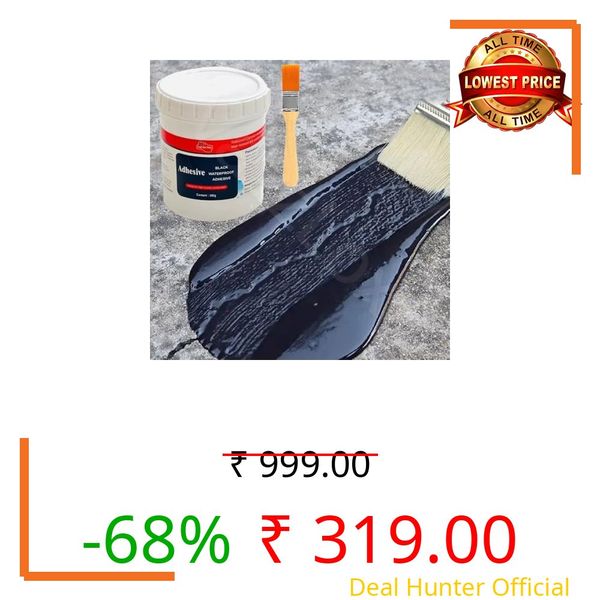 VazzLox Crack Seal Glue 300g with Brush Black Rubber for Waterproofing Glue for Waterproof Roof Leakage Crack Seal Glue Roof Water Leakage Solution Water Proof Glue for Tile Wall
