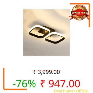 PYU Modern LED Ceiling Light 24W | Dimmable with Remote | Adjustable Color Temperature 3000K-6000K | Flush Mount Acrylic Lamp for Bedroom, Kitchen, Hallway, Entryway, Bathroom (809)