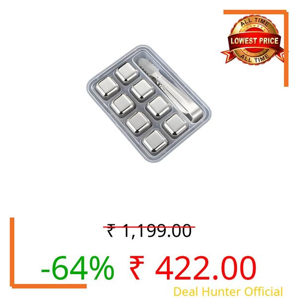 Stainless Steel Whiskey Stones Ice Cubes Set with Tongs & Storage Box – Reusable Metal Ice Cubes for Chilling Whisky, Wine, Cocktails – Food Grade, Quick-Freezing, No Dilution (8)